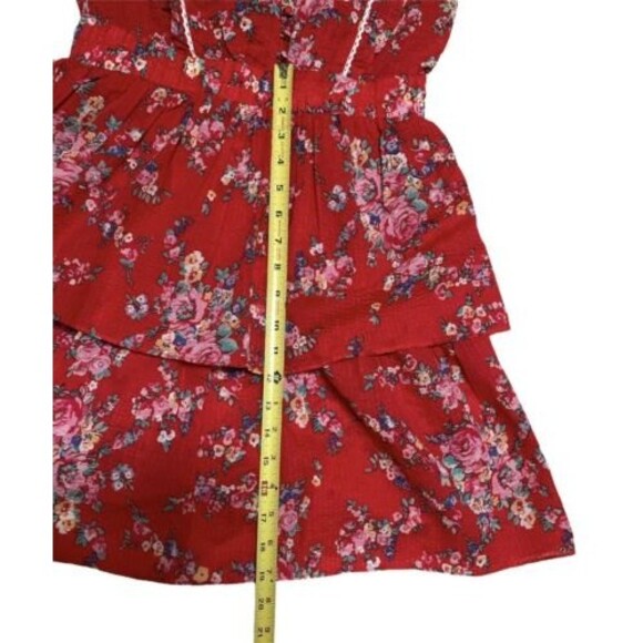 Betsey Johnson Red Floral Ruffle Dress M NWT Cottagecore Seersucker Boho - Picture 9 of 12